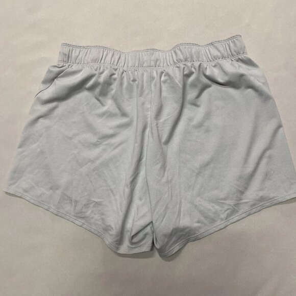 Nike Dri-Fit Activewear Shorts Women Large Gray Pink Swoosh Gym Sports Running - Picture 1 of 10